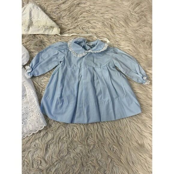 Vintage Madonna by Haddad & Nannette White Blue Christening gown embroidered 12 - Picture 9 of 9